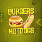 Hot Dogs Burgers Neon Signs for Wall Decor,Hot Dogs Led Neon Sign Party Decorations,Dimmable Hamburger Led Lights Sign for Business Food Restaurant Bar Birthday Party Decor,Hot Dog Shop Decor
