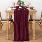 MLMC Burgundy Velvet Table Runner 10ft Elegant Luxury Wine Red Velvet Fall Table Runner 20x120 Inches Table Decor for Wedding Bridal Shower Home Party Halloween Chritmas Decor