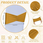 Moukeren 100 Pcs Spandex Chair Sashes Bows Bands Slider Sashes for Chair Covers Elastic Bands Ties Ribbon Decorations for Wedding Party Events Ceremony Birthday Banquet(Gold)