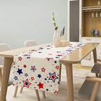 4th of July Table Runner, American Stars Patriotic Independence Day Table Runner for Indoor Outdoor Party Home Kitchen Dining Table Decor, Blue Red, 13x70inch