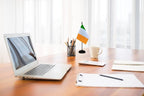 Ireland Irish Deluxe Desk Flag Set Small Mini Miniature Ireland Irish Table Desktop Flags With Solid Pole, Black Base and Spear Top(2 Pack)