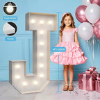4FT Marquee Light Up Letters J,Party Decoration Large Marquee Light Up Letters with Weighted Water Bag,Pre-cut Foam Board Set Can Be Used for Birthdays,Weddings,Baby Anniversaries