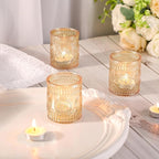 24 Pcs Gold Votive Candle Holders, Glass Tealight Candle Holders for Home Decor, Wedding Table Centerpiece, Birdal Shower, Party