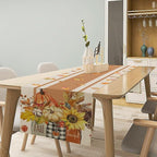 Autumn Table Runner,Thanksgiving Fall Pumpkin Leaves Floral Table Cloth for Kitchen Dining Table Decoration Home Party Decor 13x60 Inch