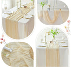 Sioloc 1 Pack Beige Cheesecloth Table Runner Fall Autumn Decor for Home 10ft Table Cloth for Tea Wedding Birthday Party Baby Bridal Shower Halloween Thanksgiving