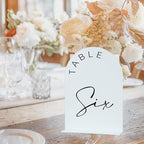 JINMURY White Arch Wedding Table Numbers 1-15 with Stands, 5x7 Inch Acrylic Arch Sign with Black Lettering, White Acrylic Table Numbers for Wedding Reception