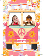 Hippie Photo Booth Props, Hippie Bus Prop Groovy Bus Photo Booth for 60'S 70'S Party, Hippie Party Decorations, Daisy Bus Photo Prop Two Groovy Birthday Decor, Groovy Photo Booth Frame - 59 × 39.4 in