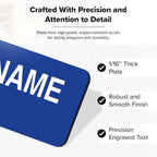 Name Tag, Magnetic Blue and White Name Tags, Personalized Name Tags, 1x3 Inches, Durable Engravable Impact Material, Made in The USA by My Sign Center