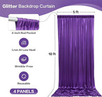 gogoparti 20x10FT Purple Sequin Backdrop Curtain - 4 Panels of 5x10FT Wrinkle-Free Glitter Drapes for Photography, Birthdays, Weddings & Graduations