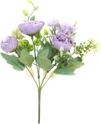 Artificial Flowers Fake Peony Silk Mini Plastic Bridal Flowers for DIY Wedding Bouquets Home Decorations 4 Packs(Light Purple)