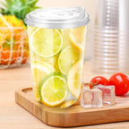 16oz Disposable Stemless Glasses With Strawless Sip Lids,PET Disposable Drinking Cups,Clear Plastic Wine Glasses for Parties Birthday,Wedding,Meeting,Christmas Party Supplies (50, Transparent)