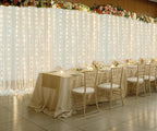 Ivory Tulle Backdrop Curtains with Lights String for Parites Wedding 20×10ft Ivory Sheer Backdrop Curtains for Baby Shower Birthday Party Photo Shoot Background Decorations(4 Panels 5ft×10ft)