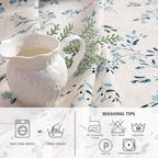 Mysky Home Rectangle Table Cloth 60x102 Inch - Spring Summer Floral Tablecloth, Waterproof Linen Fabric Oblong Table Cloth for Kitchen Dining Tablecloth for 4 Feet Table Blue, Small Blue Flower Design
