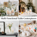 Glasseam Cylinder Vases Set of 12, Hurricane Candle Holder Clear Different Sizes, Modern Glass Cylinder Vase, Glass Vases for Centerpieces for Home Decor Wedding Centerpieces, Events, 4''+ 6''+7.8''