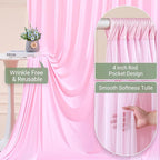 Baby Pink Tulle Backdrop Curtain for Wedding Parties,10ft x 10ft Wrinkle Free Curtain Backdrop,2 Layer Drapes for Backdrop,Polyester Back Drop for Bridal Shower Birthday Baby Shower Photography