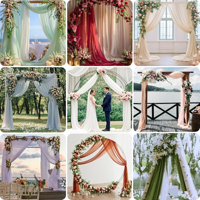 Fall Terracotta 2 Panels Wedding Arch Draping Fabric 29" x 20Ft Sheer Drapes Outdoor Curtain for Wedding Party Baby Bridal Shower Arch Ceiling Backdrop Decor
