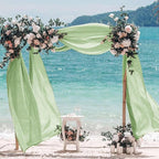 VOK Wedding Arch Draping Fabric Chiffon Fabric, 29in x 18Ft Sheer Chiffon Outdoor Curtain for Wedding Ceremony Birthday Party Decoration (Sage Green,1 Panel)
