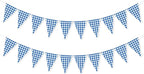 2 Pieces Blue Checkered Flags Banner, Double Sided Blue and White Gingham Bunting Garland for Summer BBQ Picnic Wedding Baby Shower Birthday Party Decorations Supplies