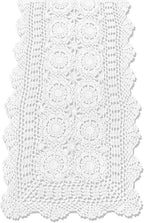 KEPSWET Cotton Handmade Crochet Lace Table Runner White Rectangle Coffee Table Dresser Decor (14x84 inch)