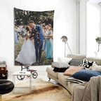 Custom Tapestry - Create Your Own Personalized Backdrop Wall Hanging Art - Upload Your Photo Text - Engagement & Wedding Banner