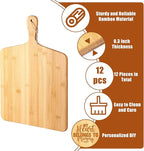 Patelai 12 Packs Wooden Cutting Board Set with Handles Large Kitchen Serving Plain Chopping Board Bulk Gifts for Mom for Vegetables Meat Pizza Cheese Fruit Bread(Bamboo,17 x 13 Inch)