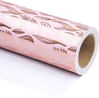 WRAPAHOLIC Pink Wrapping Paper Roll - 17 Inch x 33 Feet - Metallic Rose Gold Leaves Wedding Wrapping Paper for Birthday, Baby Shower, Wedding, Bridal Shower