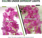 12 Pack Purple Red Wisteria Hanging Flowers Garland, 3.77 Feet Artificial Flower Vines, Fake Wisteria, Artificial Vines Hanging Garland for Backdrop Outdoor Yard Garden Decor