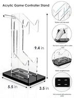 OAPRIRE Headset and Controller Stand, Space-Saving 2 Tier Game Controller Holder, Acrylic Controller and Headset Stand for Desktop, Universal Design Compatible with PS5/PS4/Xbox/Switch (Deep Black)