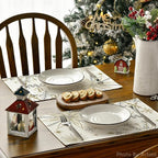 Artoid Mode Beige Snowflake Let It Snow Winter Placemats Set of 12, 12x18 Inch Seasonal Christmas Table Mats for Party Kitchen Dining Decoration