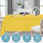VidaFete Tablecloth 2 Pack 90 * 132inch Rectangle Table Cloth Polyester, Stain Wrinkle Resistant Polyester Dining Table Cover for Kitchen Dinning Party Wedding Rectangular Buffet Decoration(Yellow)