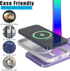 Headphone Stand with Wireless Charger,Gaming Headset Stand with RGB Light Mode,Airpod Max Stander Compatible with Airpod Pro/3/2,iPhone 16/15/14/13/12/11,Gifts for Gamers & Music Lover (Purple)