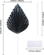 Gyufise 6Pcs Paper Palm Fan Cake Toppers Palm Spear Leaves Fan Cupcake Toppers Cake Insert Decorations Craft DIY Cake Bakeware Decoration for Birthday Party Wedding Party Decor Supplies Light Black