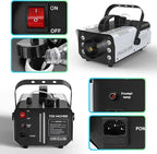 1200W RGB Fog Machine, 6 Colorful LED Lights for Smoke Machine Indoor/Outdoor Use, Perfect for Parties, Weddings, and Stage Effects 2PC