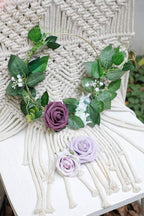 Floroom Artificial Flowers 25pcs Real Looking Plum Foam Fake Roses with Stems for DIY Wedding Bouquets Bridal Shower Centerpieces Floral Arrangements Party Home Decorations