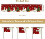 Christmas Table Runner,Snowman Rustic Red Snowflake Winter Table Cloth Kitchen Dining Table Decoration for Home Party Decor 13x120 Inch