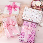 Ribbli Pink Satin Ribbon 1-1/2 Inch x 4 Rolls Total 40 Yards- White Pink Ribbon for Gift Wrapping Craft Wedding Decoration