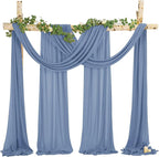 Dusty Blue Sheer Chiffon Wedding Arch Draping Fabric, 28" x 20ft Panels (Pack of 1), Polyester Chiffon, Solid Pattern, Perfect for Wedding Ceremony & Reception Party Decoration