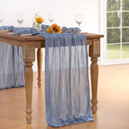Dusty Blue Cheesecloth Table Runner Fall Table Runner Boho Gauze 120 Inches Blue Cheese Cloth Fall Table Decorations for Thanksgiving Marine Weddings Bridal Baby Shower Birthday Party