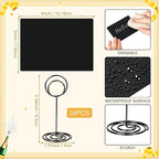 TecUnite 24 Pack Mini Chalkboard Signs, 4"x3" Small Table Place Cards with Metal Stand and 2 Marker Pens Food Labels for Party Buffet, Tabletop Blackboard Signs Name Tags for Wedding Bakery(Black)