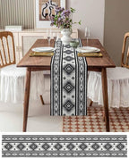 Aztec Southwest Cotton Linen Table Runner for Dining Kitchen, Wedding Outdoor Party Tablerunners Decoration, Boho Ethnic Tribes Vintage Grey Dresser Scarf Coffee Tablecloth Runners 13x120 Inches