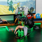 OAPRIRE Controller Holder Headset Stand with Lights, 3 Tier Acrylic Gaming Controller Stand for PS4, PS5, PC, Switch, Universal Design (Black)