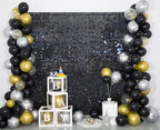Kate Square Black Sequin Backdrop Panels for Party Decoration Glitter Sequin Panel (Pack of 12)