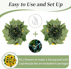 BLOSMON Sunflower Artificial Flowers Ball - 2 Pcs Fake Sunflower Flowers CenterPieces Decoration for Wedding Table Silk Kissing Floral Arrangements for Home Party Event DIY Decor