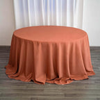 Efavormart Round Tablecloth, 132 Inch Stain & Wrinkle Resistant Washable Table Cloth, Decorative Polyester Fabric Table Cover for Banquet, Wedding, Dining- Terracotta