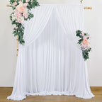 20 ft x 8 ft White Backdrop Curtain Drapes for Wedding Parties, 4 Panels 5 ft x 8 ft Wrinkle Free Polyester Photo Drapes for Birthday Party Baby Shower Backdrop Stand