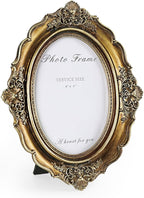 Cuspin 4x6 Picture Frame Gold, Vintage Bronze Gold 4 by 6 Picture Frame Hand-Crafted Resin with Glass Front Ornate Retro Antique Photo Frame for Wall and Tabletop Display Home Decor