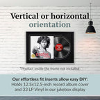 Creative Picture Frames 16" x 24" Jukebox Vinyl Frame Display with Double Matting, LP Record Album Frame for Wall Decor, Black/Black, 1 Count