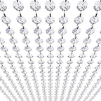 99ft Acrylic Crystal Garland Strands - Hanging Chandelier Gem Bead Chain - 14mm Clear Octagon Prism Diamond String Decorations for Wedding Party Manzanita Centerpiece Christmas Tree