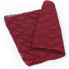 MDS Pack of 20 Wedding 12 x 108 inches Lace Table Runner for Wedding, Decorations for Birthday Parties, Banquets, Graduations, Engagements, and Runners fit Rectangle, Round Table- Maroon