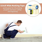 Masking Tape Bulk General Purpose Masking Painting Tape 55 Yards for Painting Home Office School Stationery Arts Crafts Basic Use, Easy Removal(3 Rolls,6 Inch)
